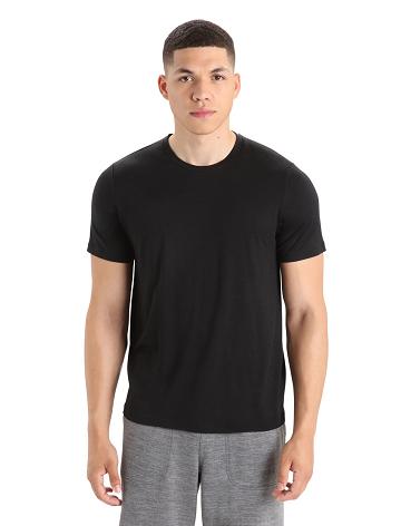 Black Men's Icebreaker Merino Tech Lite II Short Sleeve Tee T Shirts | USA 1169JPQJ